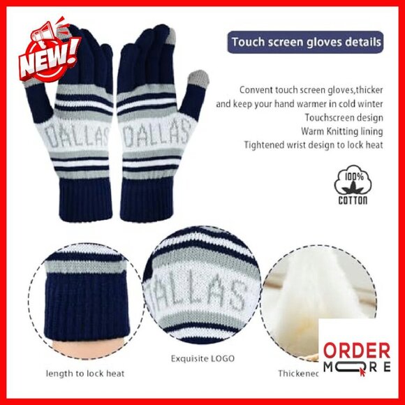 3D Embroidery Skull Cap Beanie with Touchscreen Gloves Winter Set
